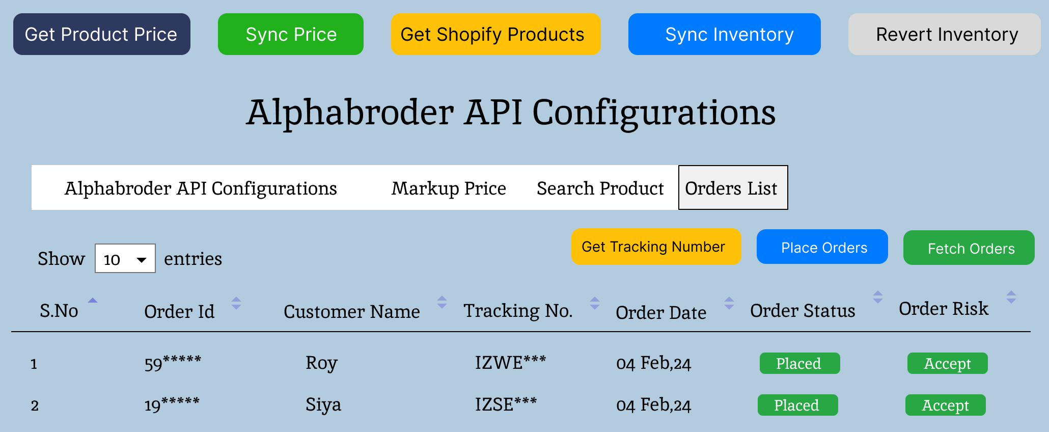 Orders Dashboard