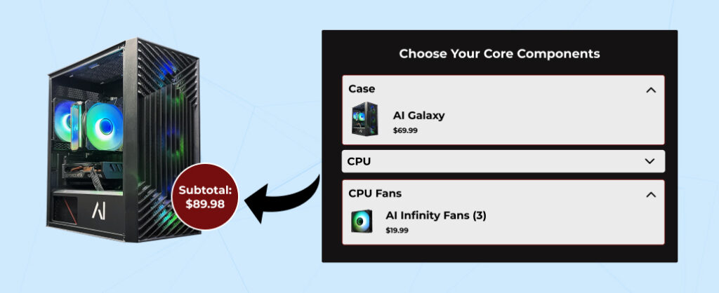 Subtotal: product configurator for Shopify