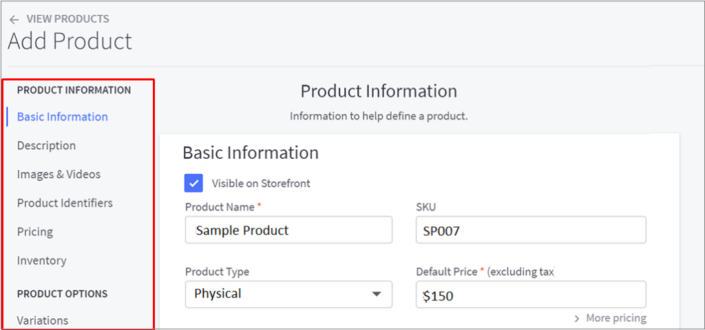 BigCommerce V3 Product Experience Navigation