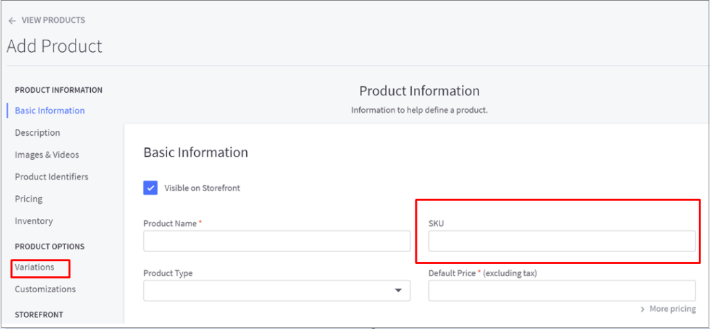 SKU in BigCommerce V3