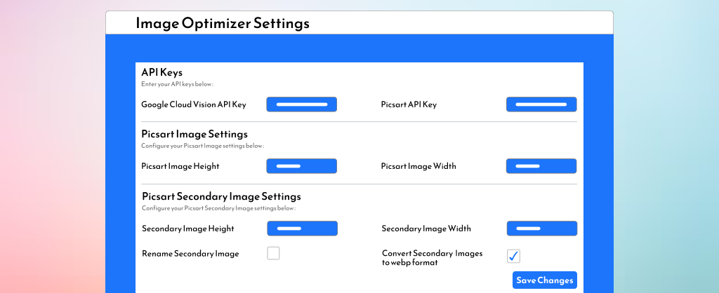 Modify Image Optimizer Settings and AI Image Enhancer