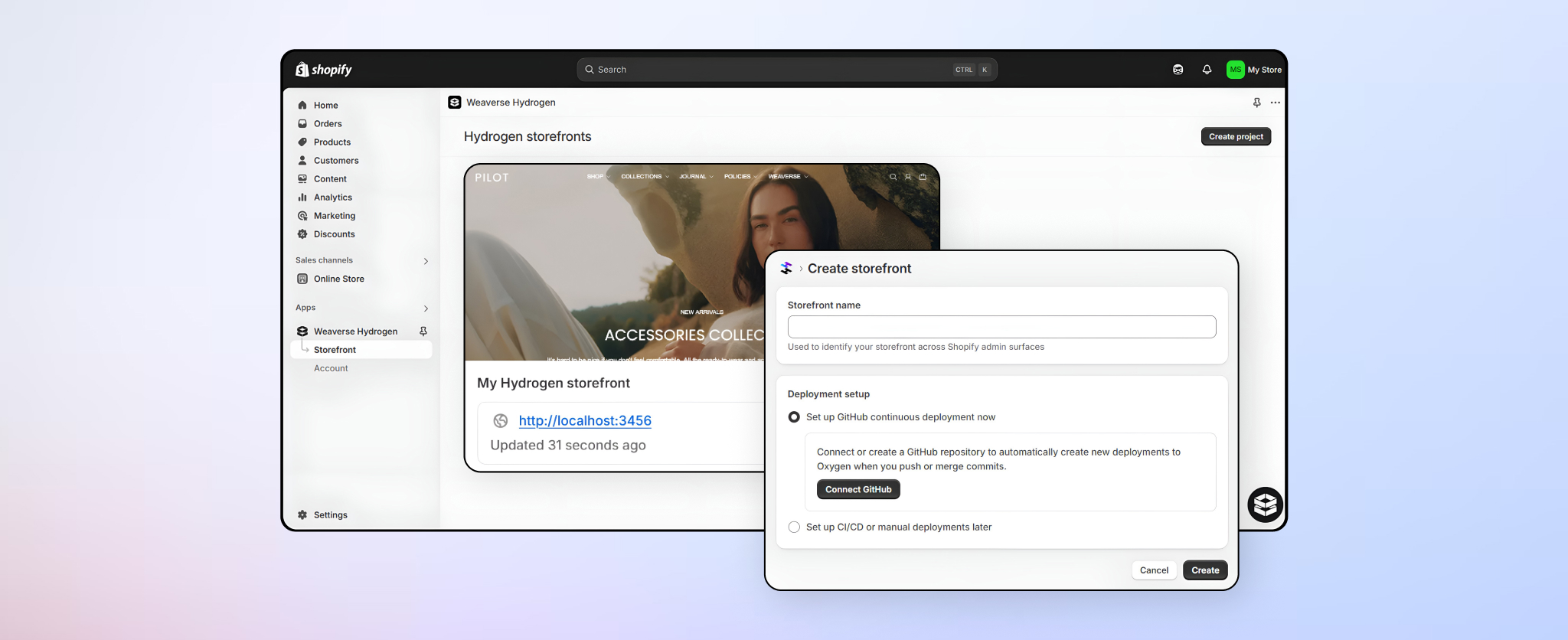 Hydrogen Integration and Storefront Creation with Weaverse