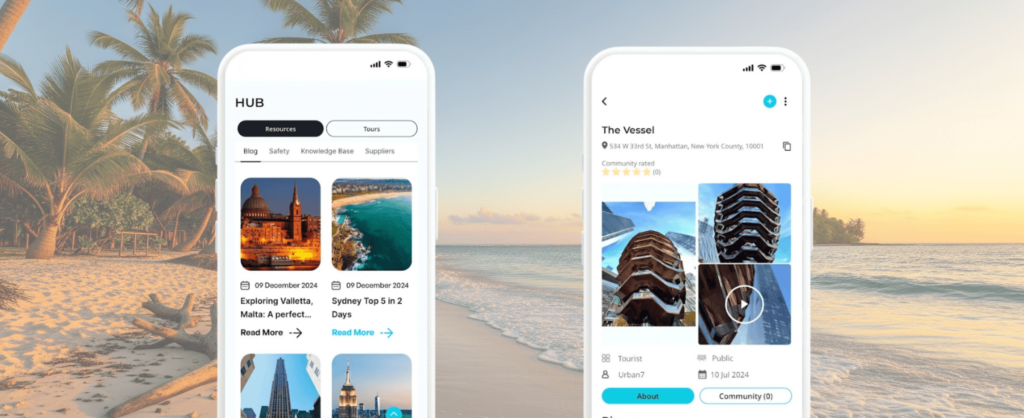 Articles & videos in travel app
