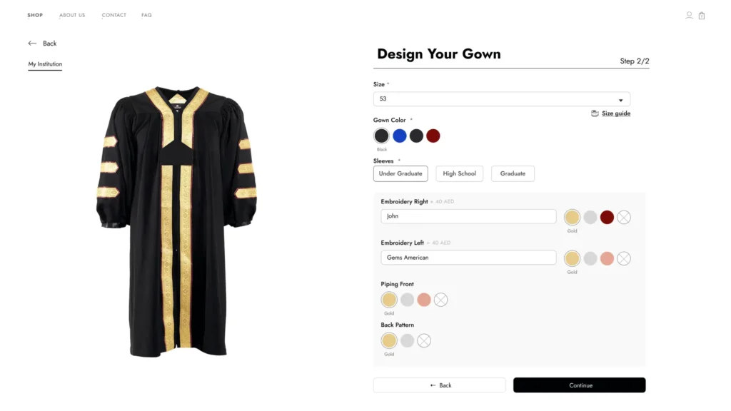 Gown online 3D customizer