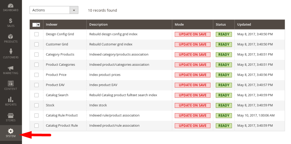 magento index management