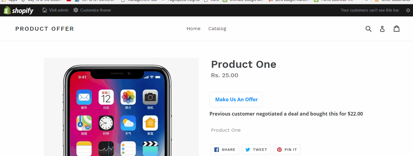 shopify negotiator app call to action