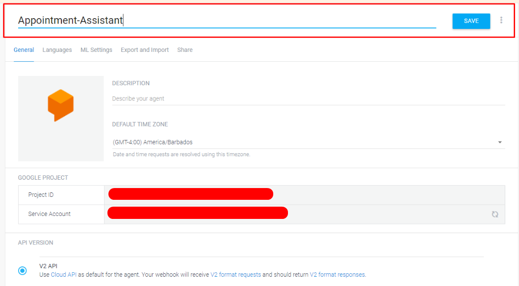dialogflow custom chatbot 