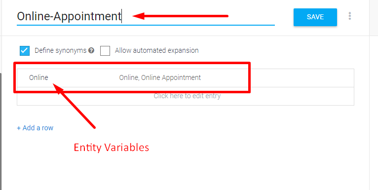 dialogflow entity variables