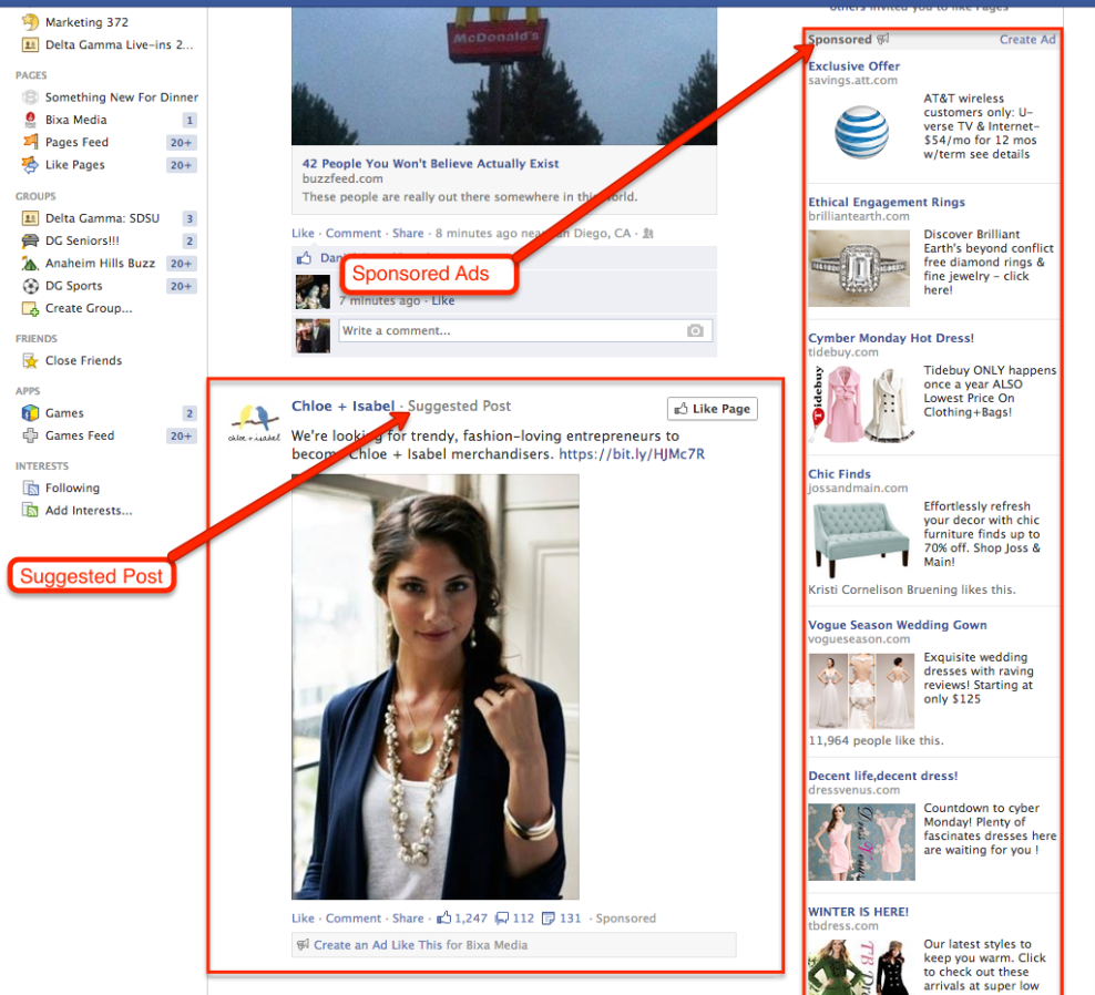 facebook sponsored ads