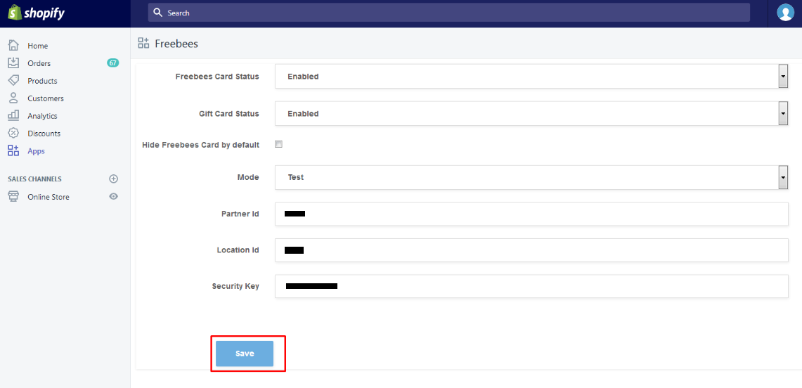 Shopify App Settings
