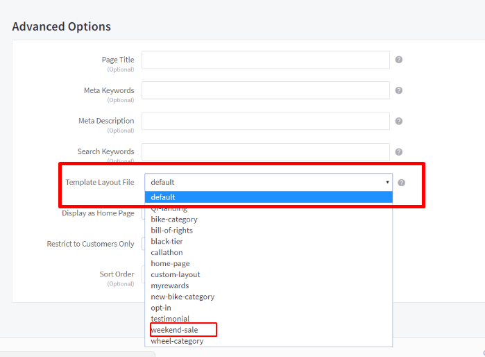 Bigcommerce template selection