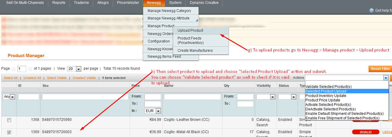 Newegg product upload