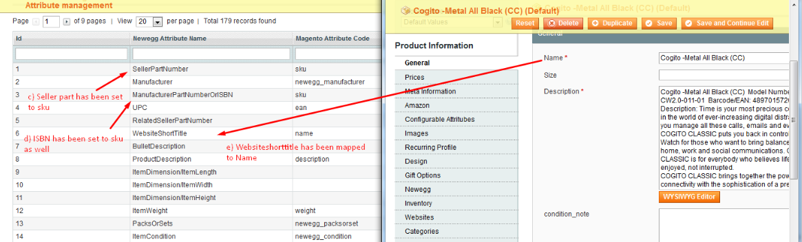 Newegg attribute mapping