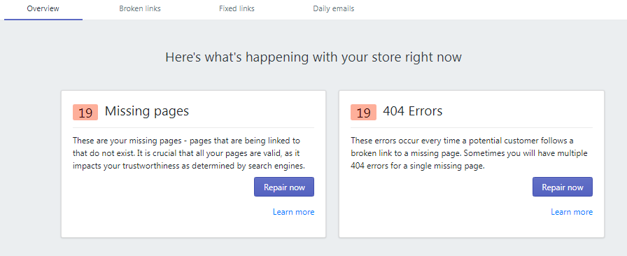 Check Shopify links
