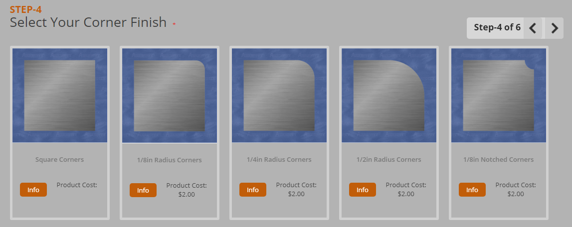 Step 4 - Selecting Corner Finish