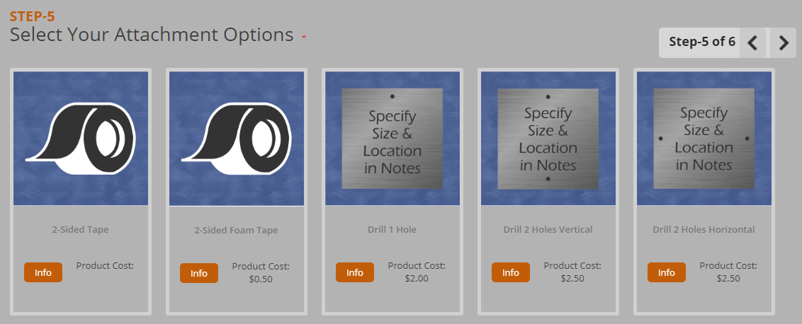 Step 5 - Selecting Attachment Options