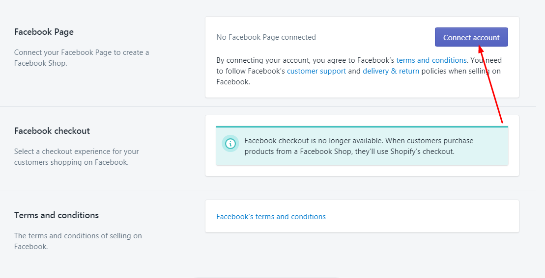 connect facebook account to Shopify store 1