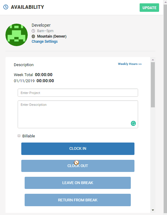 Final Clocking Timer at the User Dashboard