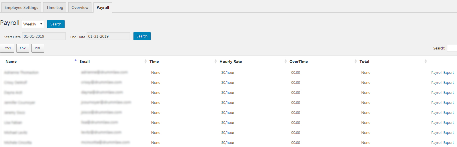 payroll - Admin view