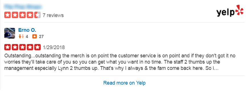 Yelp reviews