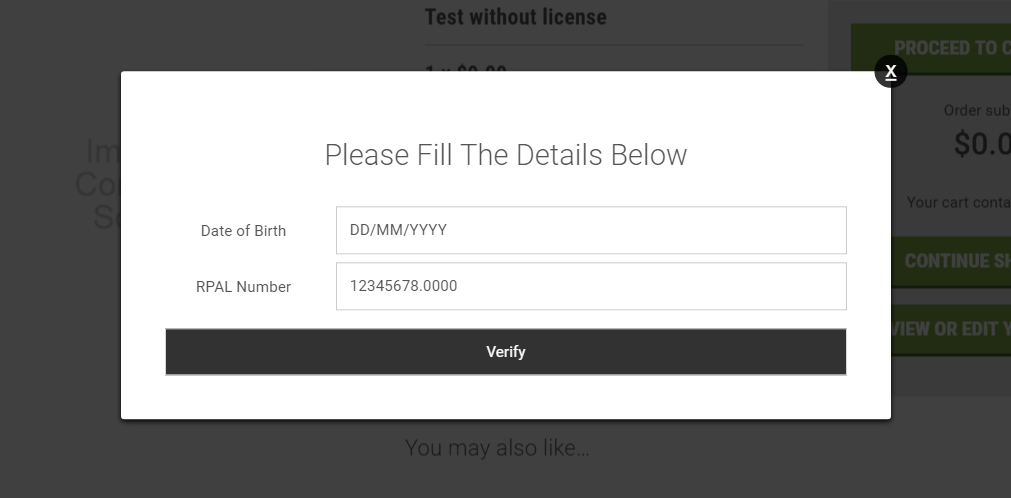Form for non-restricted items