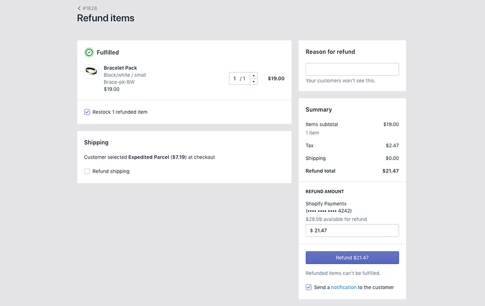 Shopify Refund