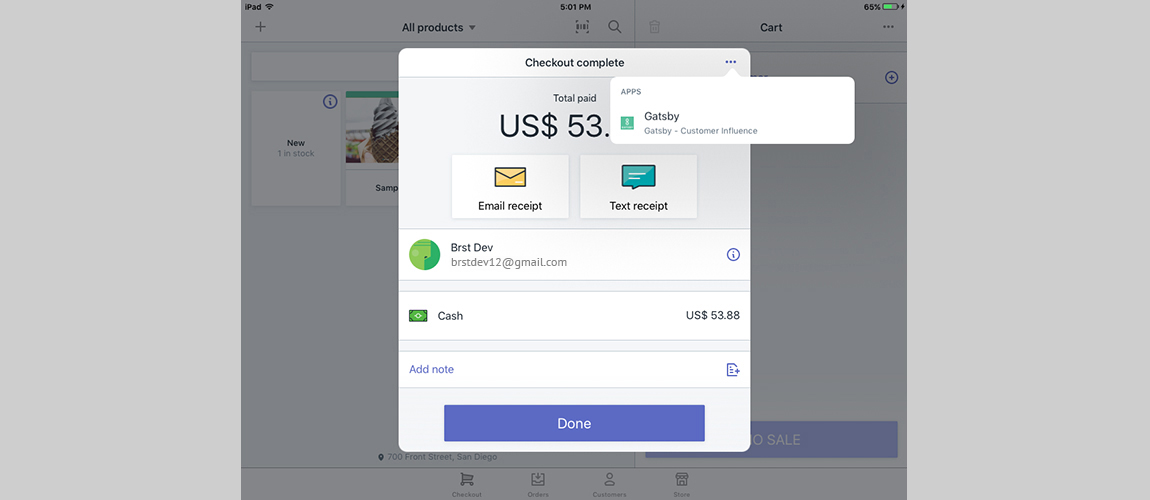 Gatsby app in Shopify POS
