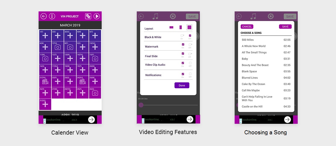 Calendar view in iphone time lapse app