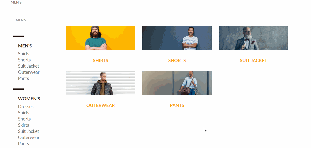 Online tailoring Categories