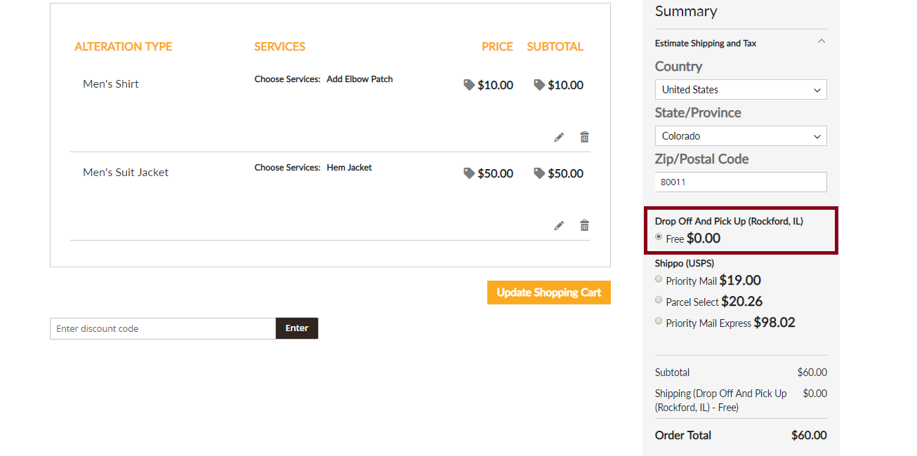 shipping cost handling