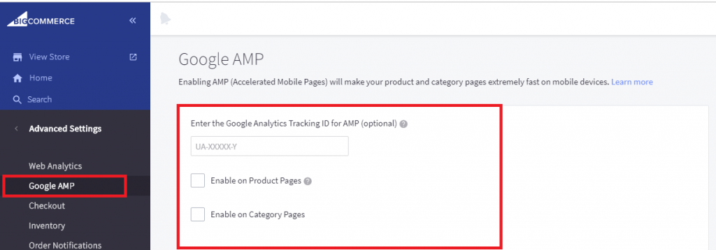 BigCommerce development AMP sites