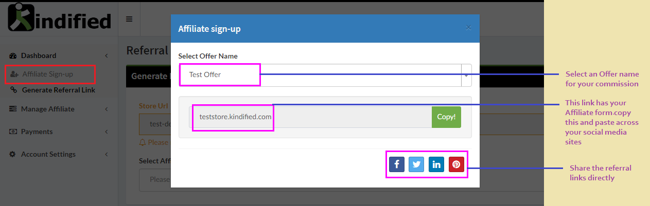 social share referral links