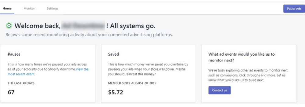 Shopify App Dashboard for Monitoring Google and Facebook Ads
