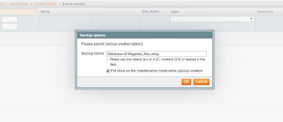 Taking Backup of Magento Database