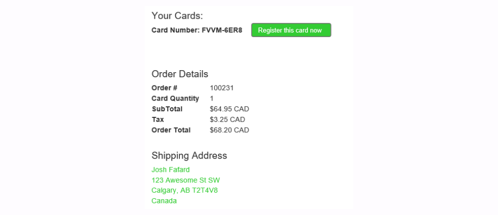 Generating Golf card number