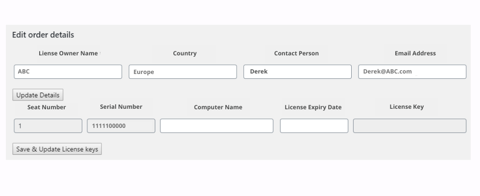 Editing Order details