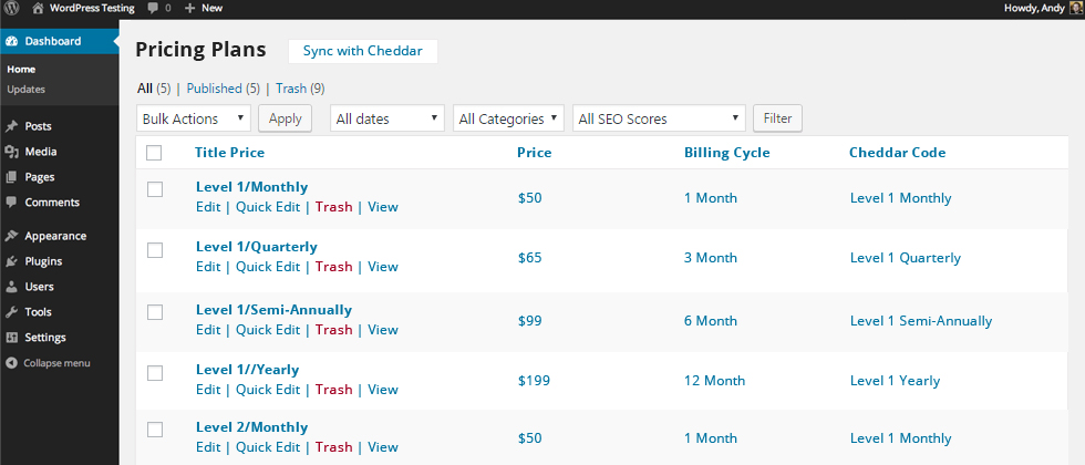 Pricing plan variants
