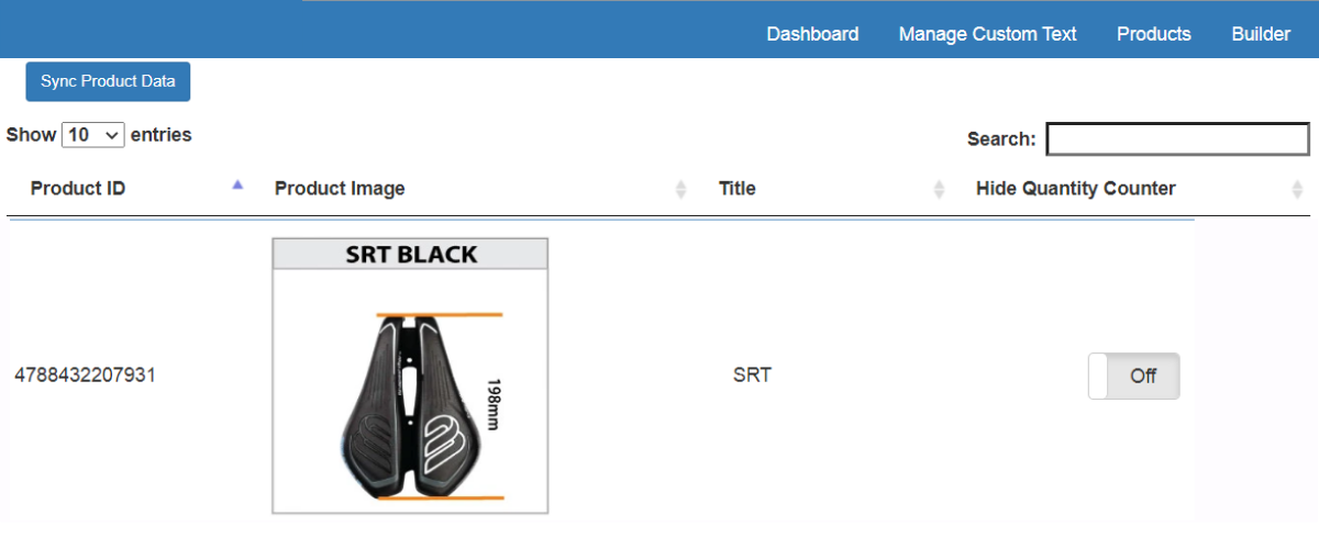 Admin panel for adding products