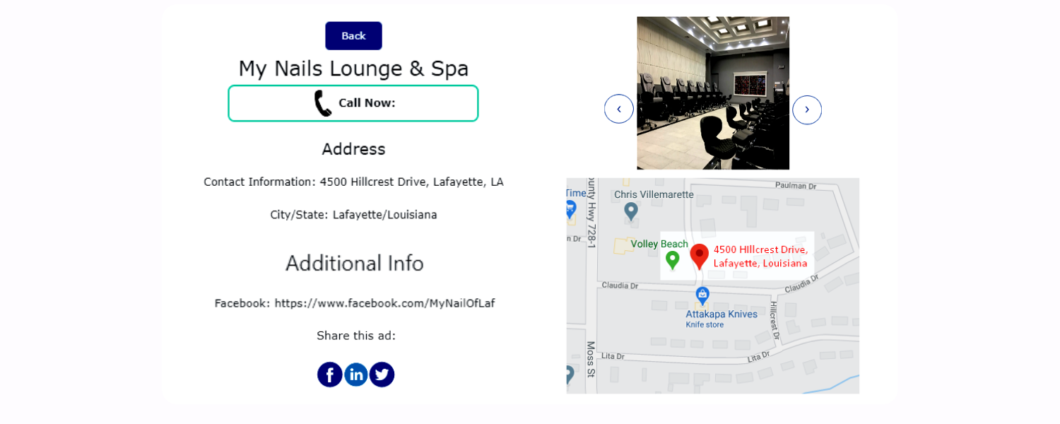 Listing frontend view