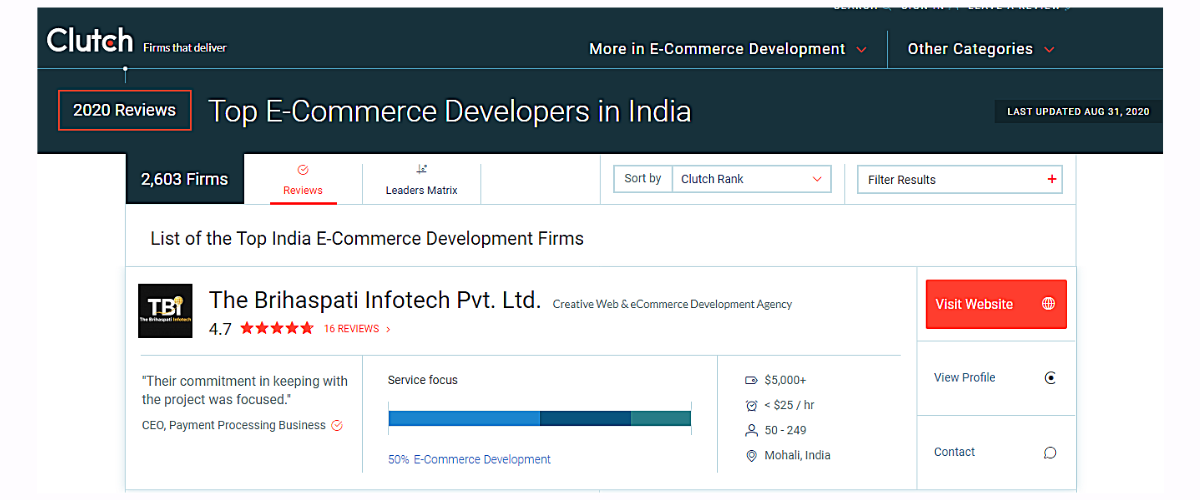 Clutch review - Ecommerce Development Agency