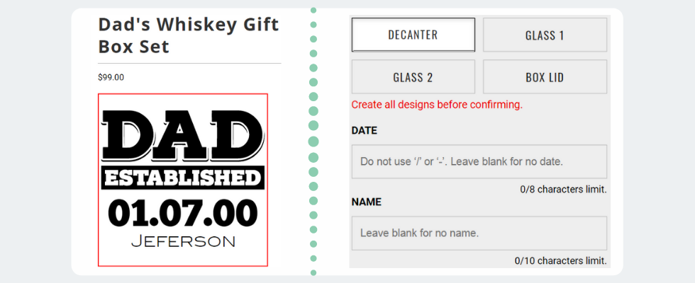 Managing glassware customization-Decanter