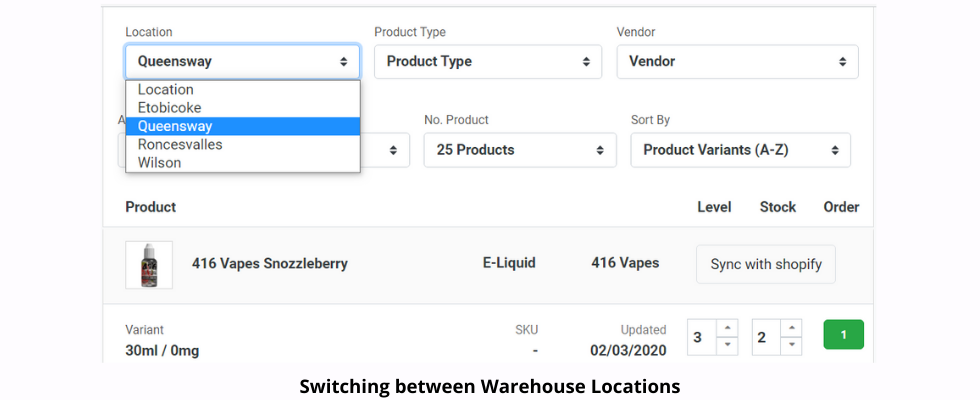 Switching between Warehouse Locations