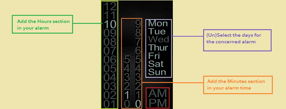 Alarm settings Radio Alarm clock