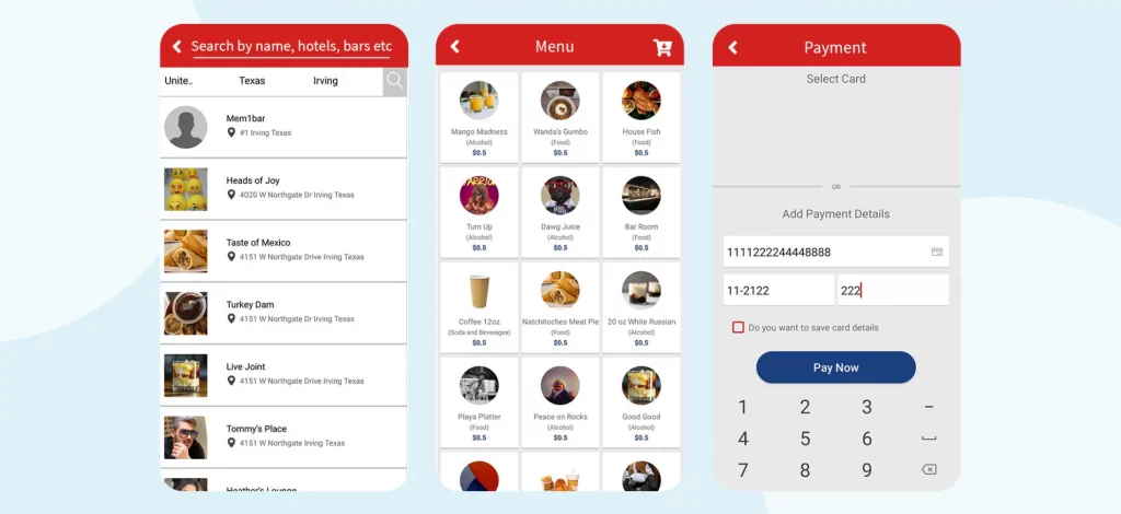 Buying a drink for friend on mobile app