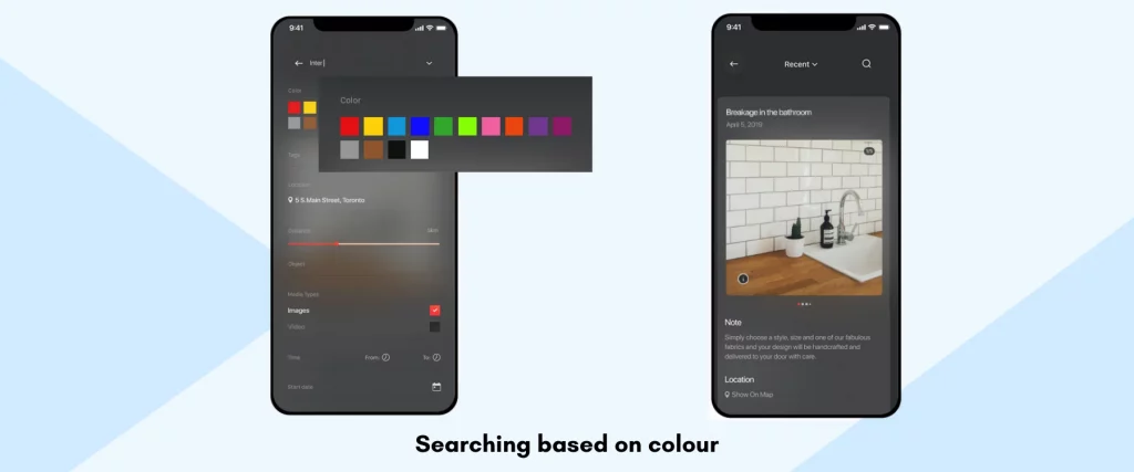 Searching based on colour