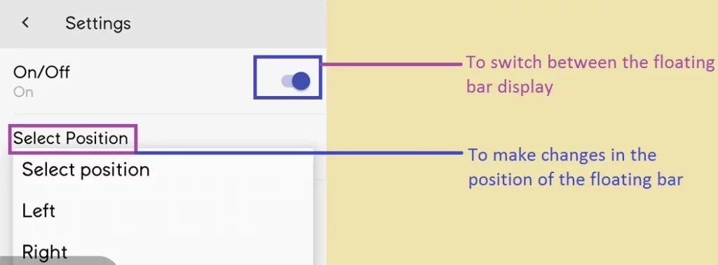 floating bar settings- screen recorder app for android